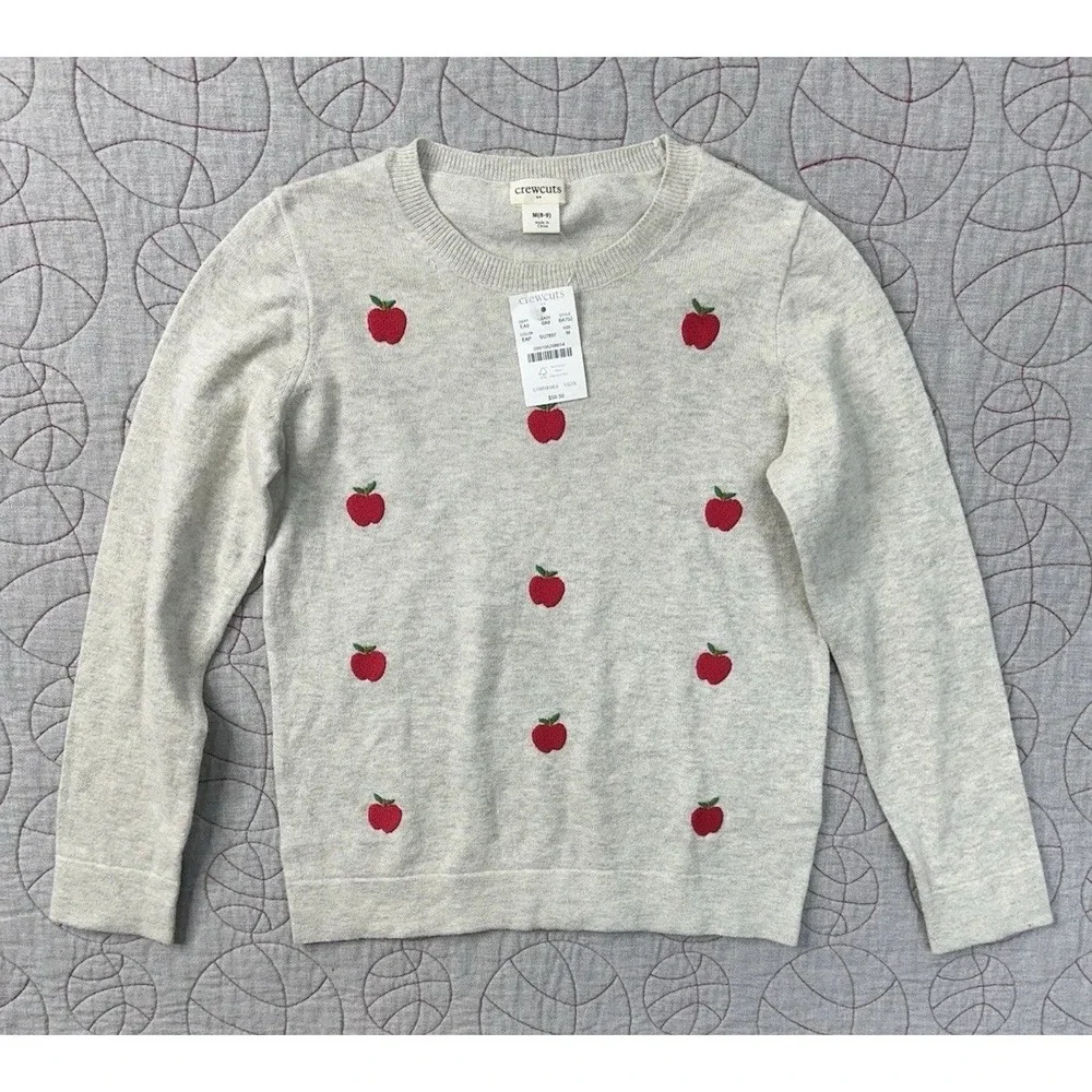 Crewcuts‎ Sweater Gray Embroidered Red Apple / Girls' Medium